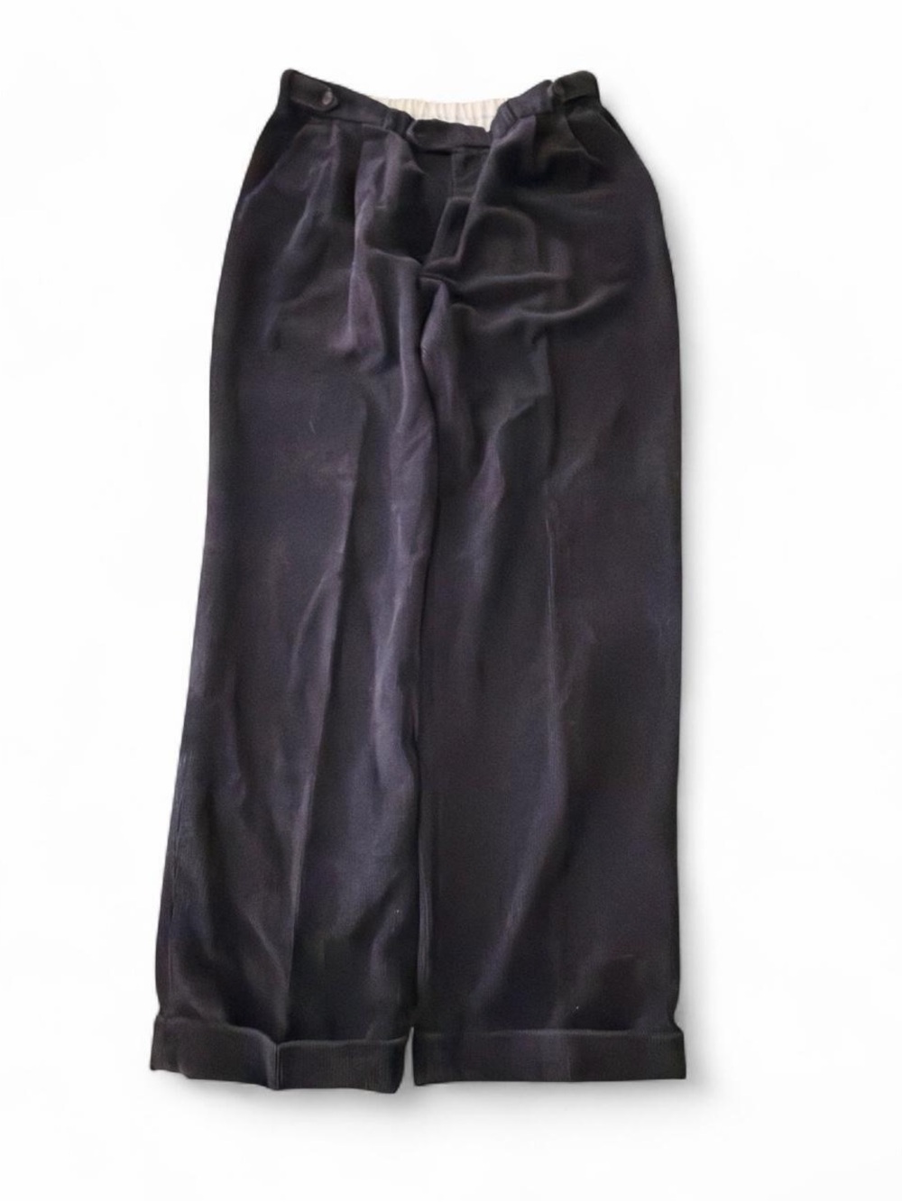 Pleated Vintage Marks & Spencer x  St Michael black corduroy wide leg pants 36x3